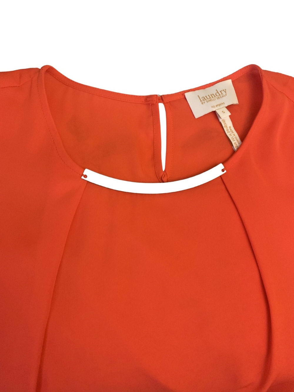 2/$30 Shelli Segal Reddish Orange Sleeveless Blouse Polished Business Minimal - Picture 4 of 9